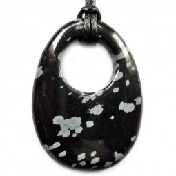 Pendentif Donut en Obsidienne Neige