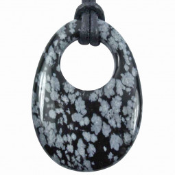 Pendentif Donut en Obsidienne Neige