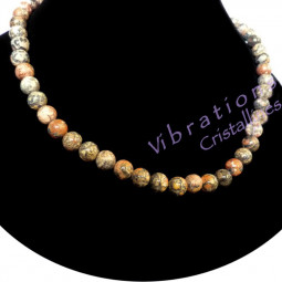 Collier en Jaspe Léopard - Boules de 8mm