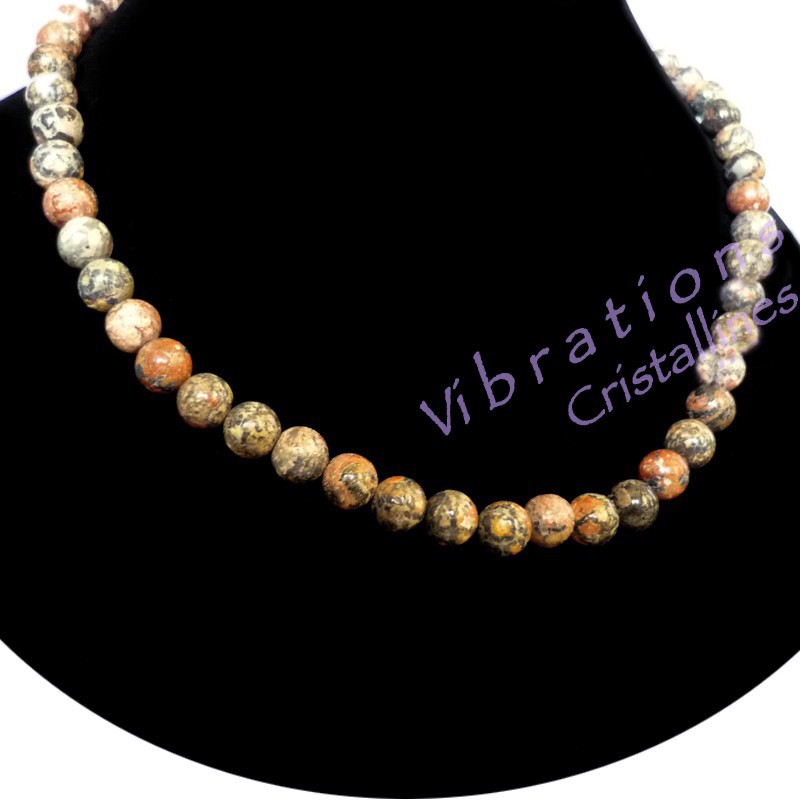 Collier en Jaspe Léopard - Boules de 8mm