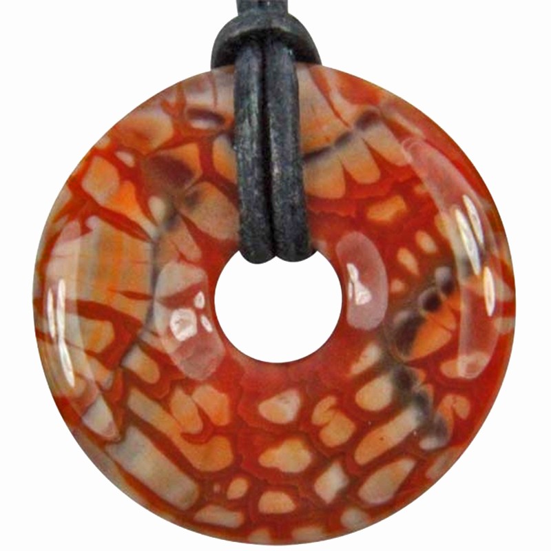 Pendentif en Agate Feu - Donut de 40mm