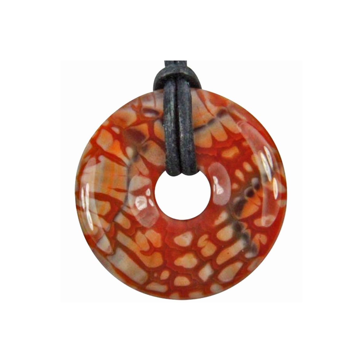 Pendentif en Agate Feu - Donut de 40mm