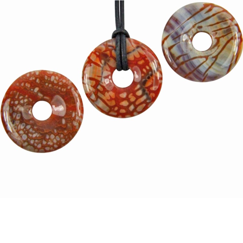 Pendentif en Agate Feu - Donut de 40mm