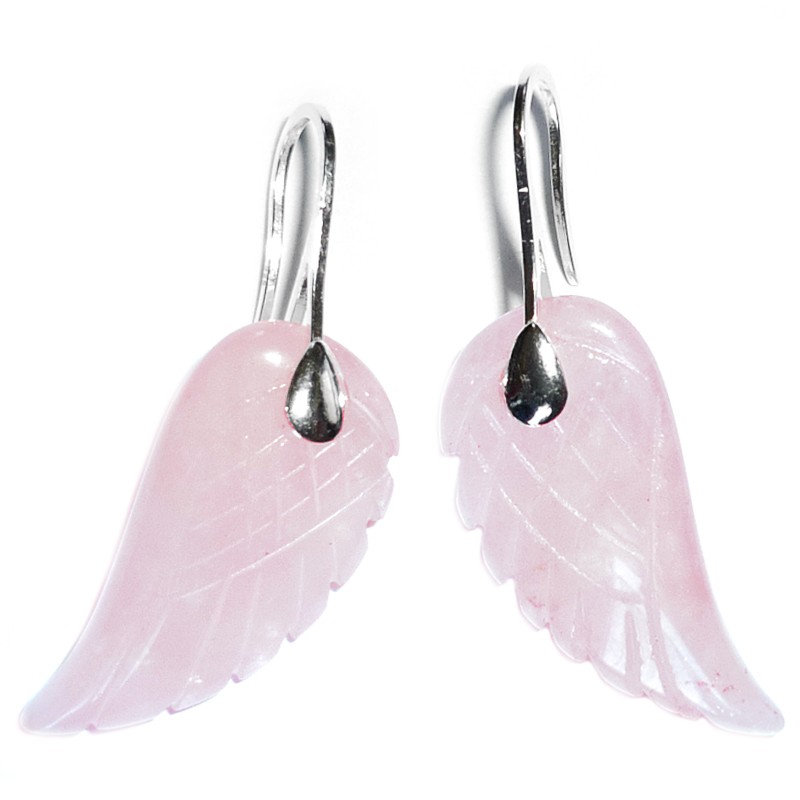 Boucles d'Oreilles en Quartz Rose & Argent