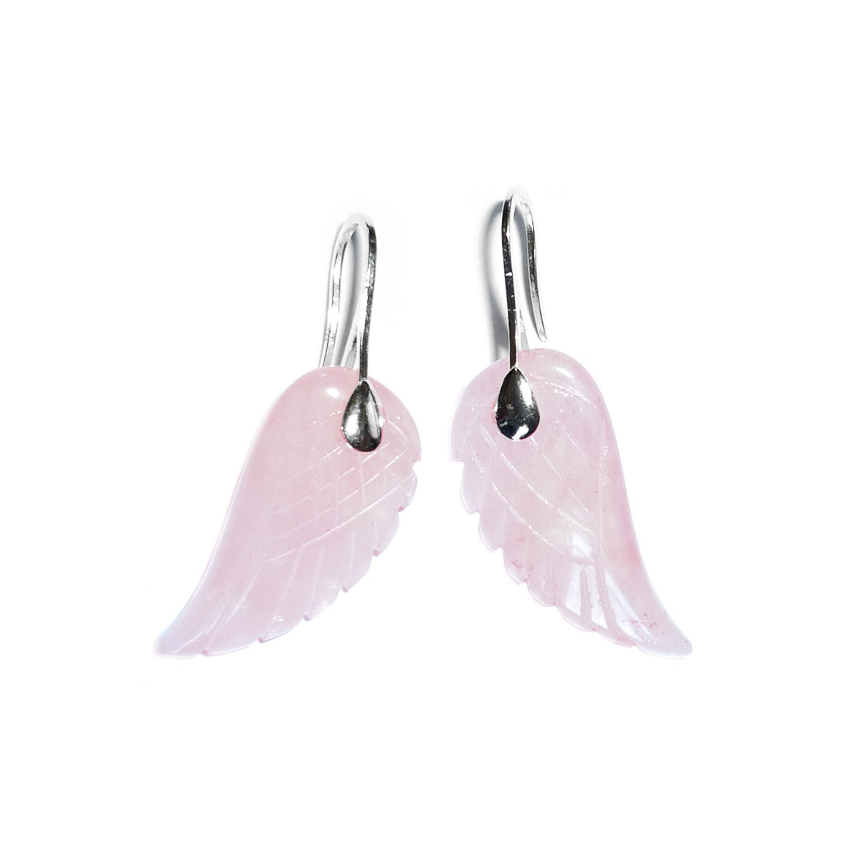 Boucles d'Oreilles en Quartz Rose & Argent