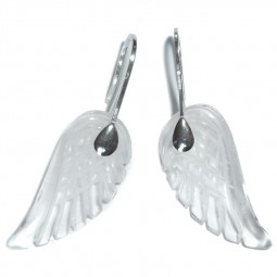 Boucles d'Oreilles en Cristal de Roche & Argent - Ailes d'Ange
