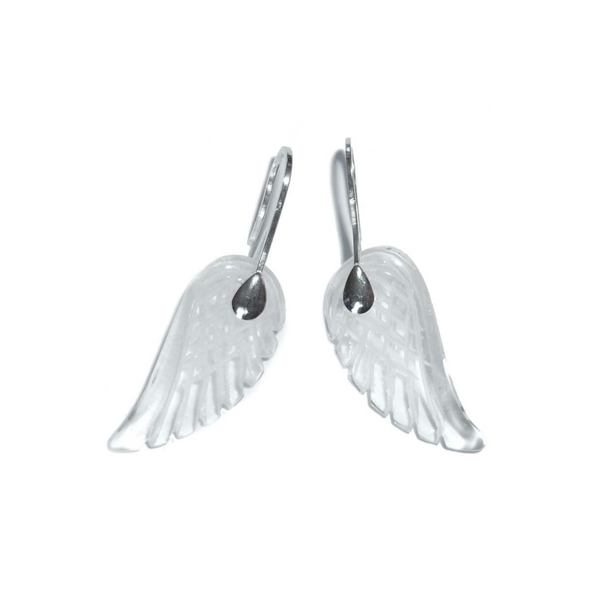 Boucles d'Oreilles en Cristal de Roche & Argent - Ailes d'Ange
