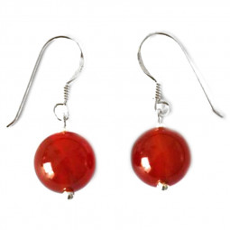 Boucles d'Oreilles Boules en Cornaline & Argent