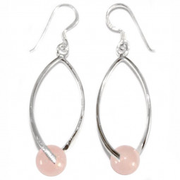 Boucles d'Oreilles Argent & Quartz Rose