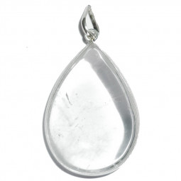 Pendentif Goutte en Cristal de Roche et Argent