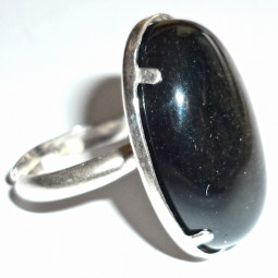 Bague en Obsidienne Dorée et Argent
