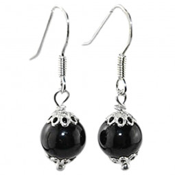 Boucles d'Oreilles en Onyx & Argent