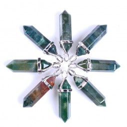 Pendentif Pointe en Agate Mousse