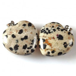 Pendentif en Jaspe Dalmatien - Forme Coeur