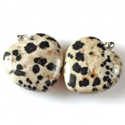 Pendentif en Jaspe Dalmatien - Forme Coeur