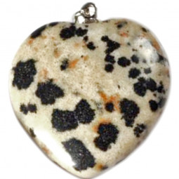 Pendentif Coeur en Jaspe Dalmatien