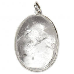 Pendentif Ovale en Cristal de Roche & Argent