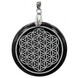 Pendentif Fleur de Vie en Obsidienne Noire