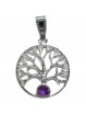 Pendentif Arbre de Vie Plaqué Argent avec Améthyste