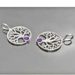Pendentif Arbre de Vie en Argent et Améthyste