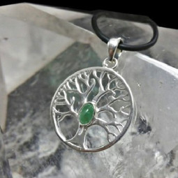 Pendentif Arbre de Vie en Argent et Emeraude