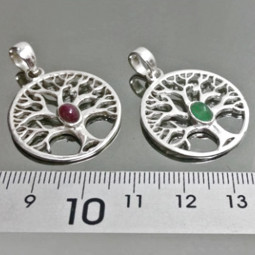 Pendentif Arbre de Vie en Argent et Emeraude