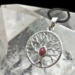 Pendentif Arbre de Vie en Argent et Rubis