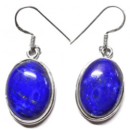 Boucles d'Oreilles Ovales en Lapis-Lazuli & Argent