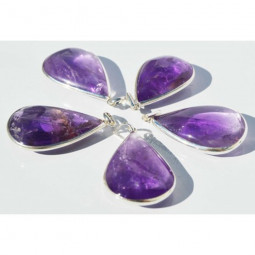 Pendentif Goutte en Améthyste et Argent