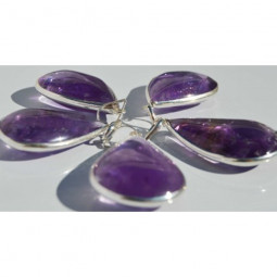 Pendentif Goutte en Améthyste et Argent