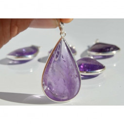 Pendentif Goutte en Améthyste et Argent