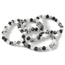 Bracelet Boules en Quartz Tourmaline Vibrations Cristallines