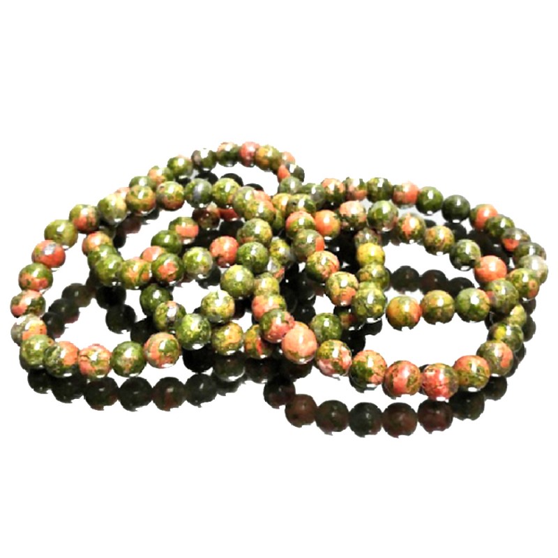 Bracelet en Unakite - Boules de 6, 8 ou 10 mm