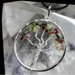 Pendentif Arbre de Vie en Tourmaline Multicolore Vibrations Cristallines