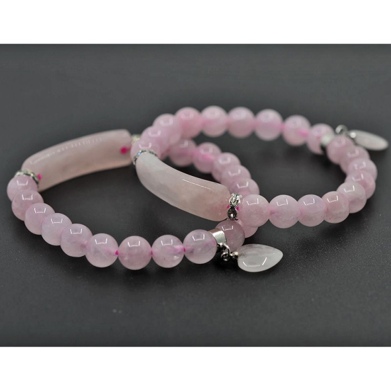 Bracelet Charme en Quartz Rose